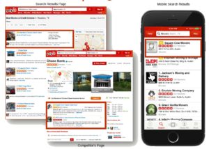 Yelp Targeted Ads Search Results desktop and mobile